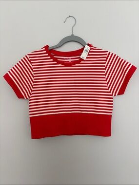 Offline by Aerie NWT Size Medium Red & White Striped Crop Top Womans